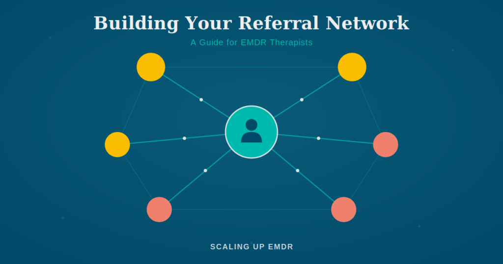 Diagram showing an EMDR therapist's referral network with connected referral sources