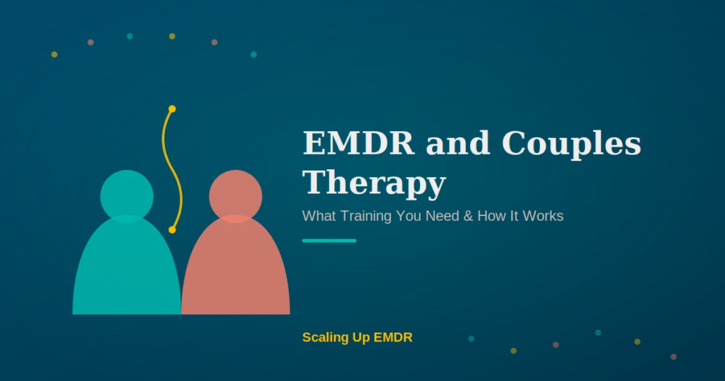EMDR couples therapy illustrated by two connected figures with a bilateral stimulation wave, Scaling Up EMDR