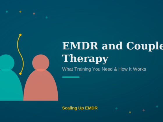 EMDR couples therapy illustrated by two connected figures with a bilateral stimulation wave, Scaling Up EMDR